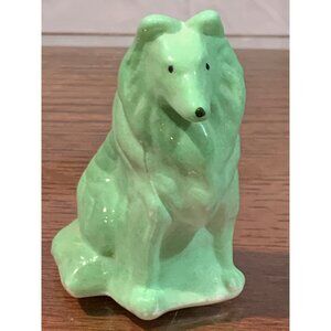 Vtg 1980s Mosser Glass Matte Green Collie Dog Figurine list